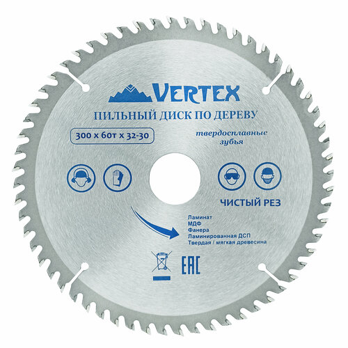 купить за 1931 руб, фото Пильный диск по дереву VertexTools 300Х32-30 мм 60 зубьев