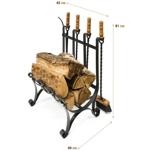купить за 13575 руб, фото Каминный набор/ набор для чистки камина Дровница с сумкой