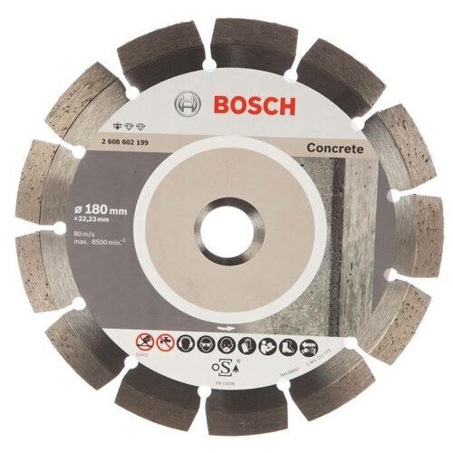 купить за 1495 руб, фото Диск алмазный BOSCH Standard Concrete сегментный 180*2,0*10*22,23 мм 2.608.602.199