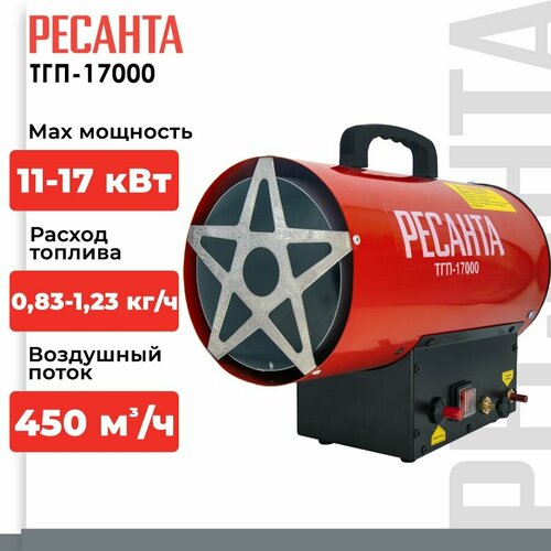 купить за 8056 руб, фото Газовая тепловая пушка  РЕСАНТА ТГП-17000 без горелки (17 кВт)