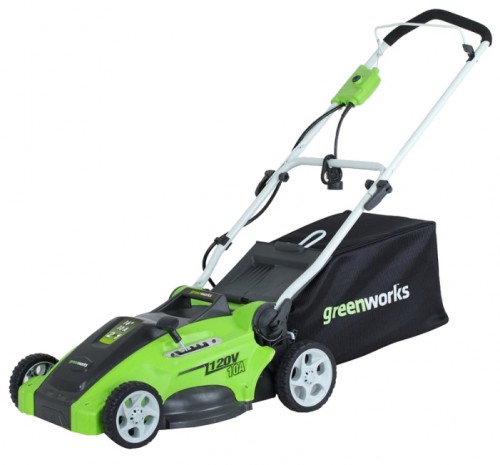 düzenleyici (çim biçme makinesi) Greenworks 25142 10 Amp 16-Inch fotoğraf, özellikleri