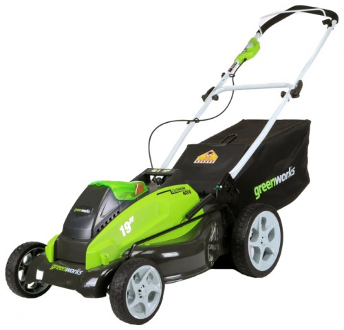trimmer (lawn mower) Greenworks 25223 G-MAX 40V Li-Ion 19-Inch Photo, Characteristics